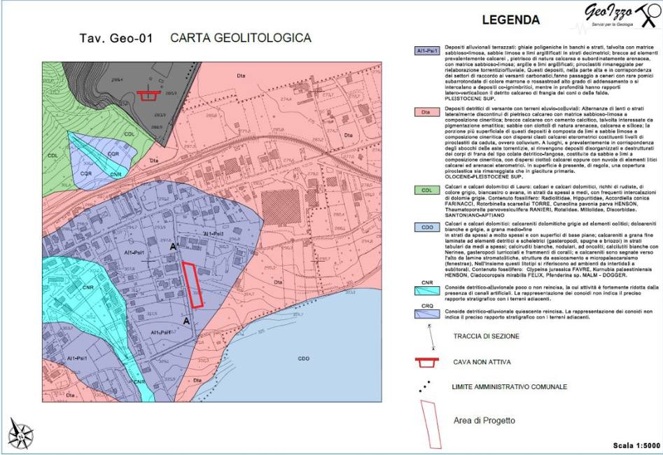 Carta geolitologica con classificazione dei depositi e delle formazioni