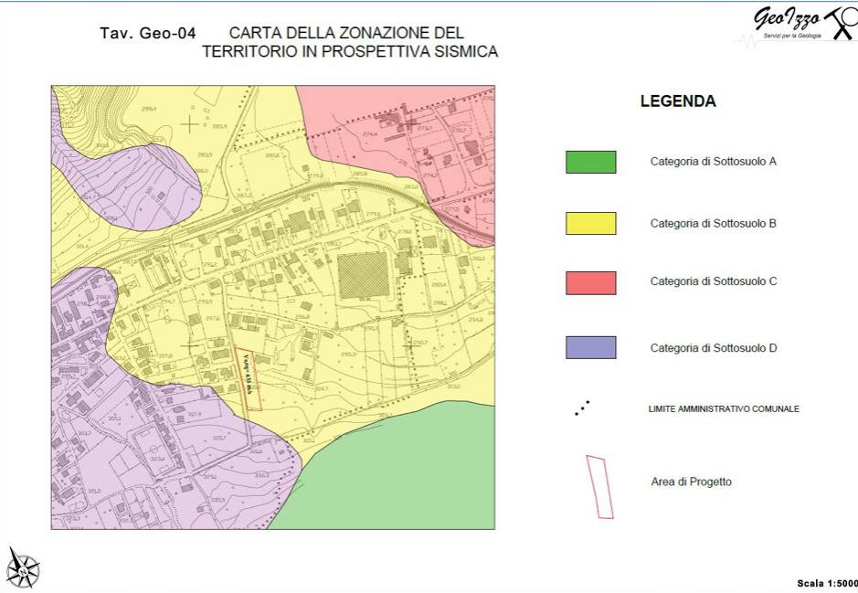 Carta della zonazione del territorio in prospettiva sismica con categorie di sottosuolo