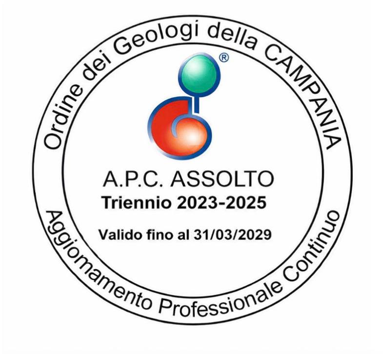 Certificato A.P.C. assolto dell’Ordine dei Geologi della Campania, triennio 2023-2025
